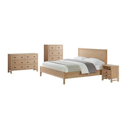 Alaterre Furniture Arden 4-Piece Wood Bedroom Set with King Bed, 2-Drawer Nightstand, Chest, Dresser ANAN01344029